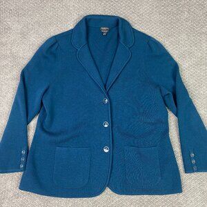 Talbots Merino Wool Sweater Blazer Women 1XP Petite Teal